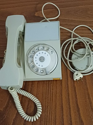 Retro analog home phone used, white, wired