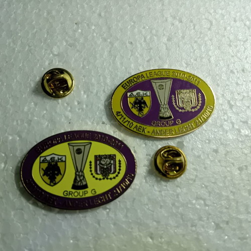Collectible AEK Anderlecht Pin 4/11/2010 and 21/10/2010 Europa League