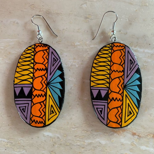 Vintage wooden earrings handmade, new, ethnic tribal designs