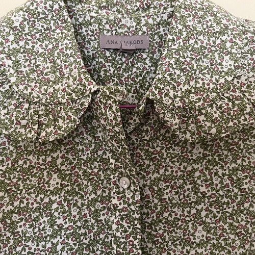 Floral poplin shirt with large collar, like new, size S