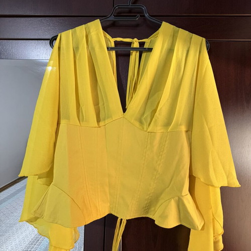 Corset blouse with airy sleeves, new, yellow, size M
