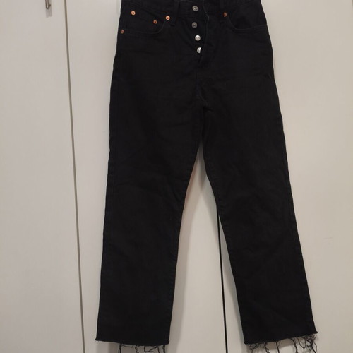 Mango Havana Black High-Waisted Straight Leg Crop Jeans like new, size 36