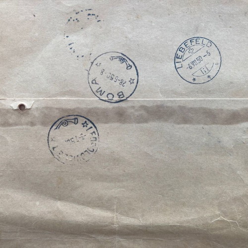 Large registered envelope from Belgian Congo to Switzerland 1950 used