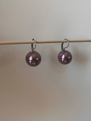 Purple pearl earrings 14mm new