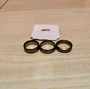 Asos design ασημένια δαχτυλίδια medium stainless steel