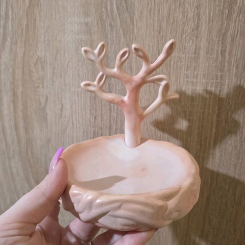 Porcelain jewelry holder with tree new, pink