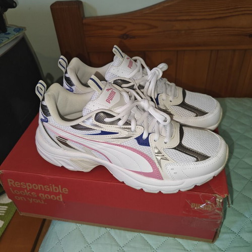 Puma Milenio Tech sneakers new, white with pink and blue accents, size 42.5