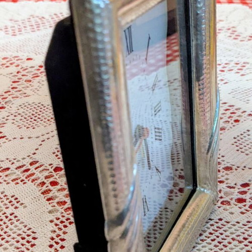 Silver-plated analog table clock like new, 16.5x13 cm