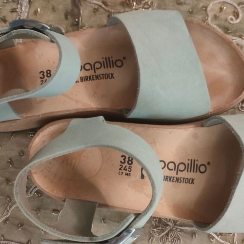 Birkenstock Pappilio Glenda leather anatomical sandals new, turquoise