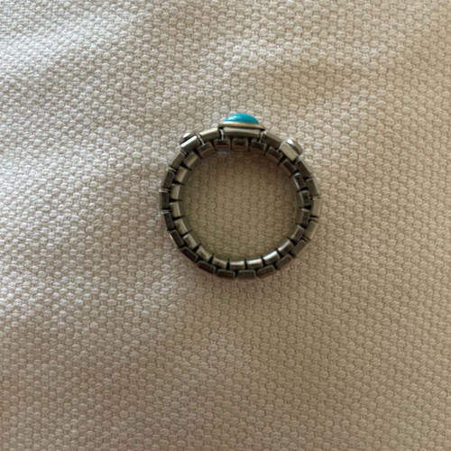 Stainless Steel Stretch Ring with turquoise stone, like new