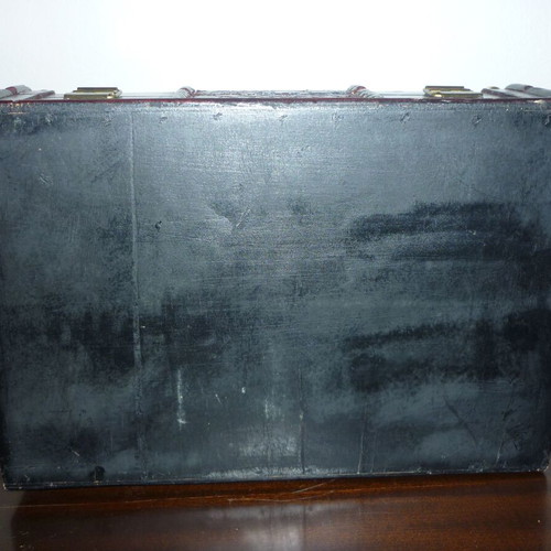 Wooden chest used with velvet lining and brass details vintage decor