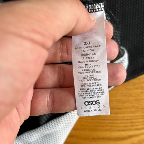ASOS Design Baseball Jersey Shirt 2XL, grey and black mesh