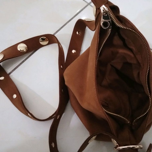 Stradivarius women's crossbody suede bag brown like new