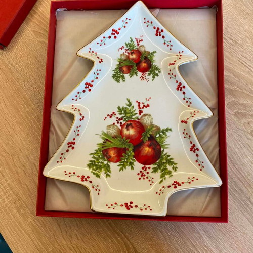 Christmas porcelain platter tree Royal Fine Porcelain like new