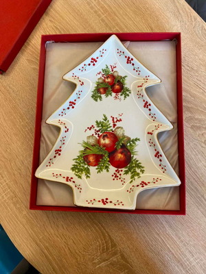 Christmas porcelain platter tree Royal Fine Porcelain like new