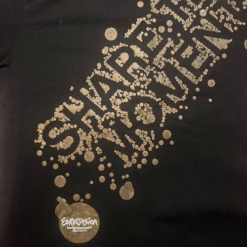 Eurovision Song Contest Oslo 2010 T-shirt like new, black with gold print