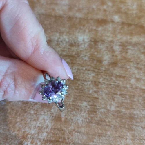 925 Silver Ring with Genuine Amethyst Like New