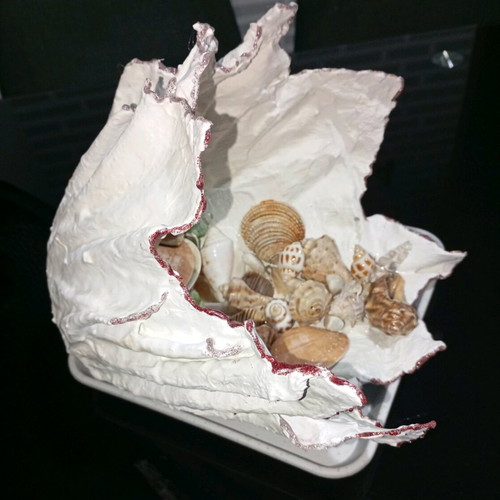 Decorative vase new cement with seashells