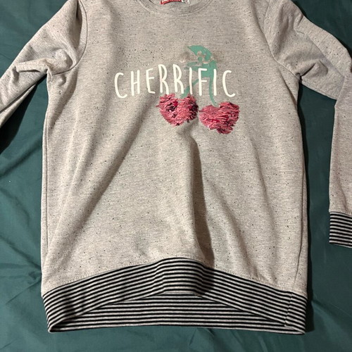 Children's sweatshirt used with reversible sequin cherry print