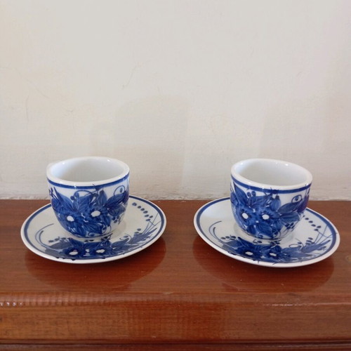 Handmade coffee cups painted by hand, like new, set of 2