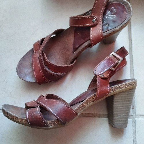 S.Piero leather sandals used, brown, size 36