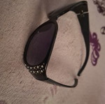 Women's fashion sunglasses new, black with zircon and engraving