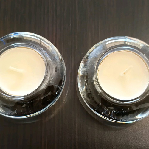 Kosta Boda crystal candlesticks new, set of two
