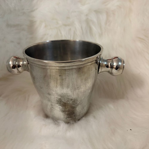 Silver-plated ice bucket used, heavy construction