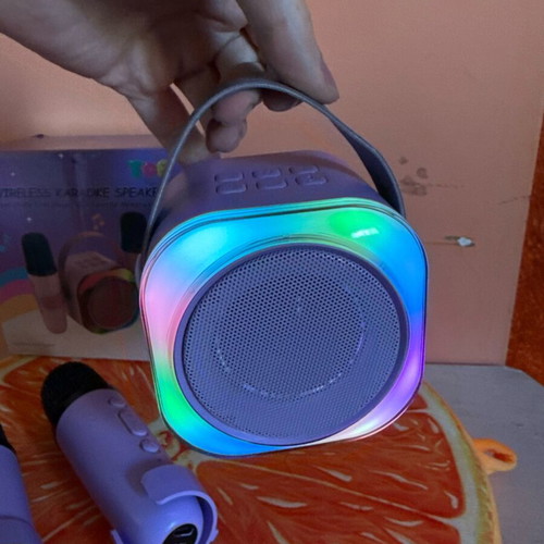 Wireless Karaoke Speaker with 2 Microphones and RGB Lights like new