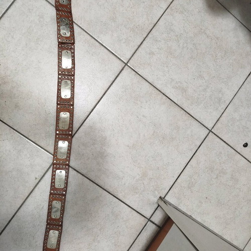 Leather women's belt brown new with metal details 110cm