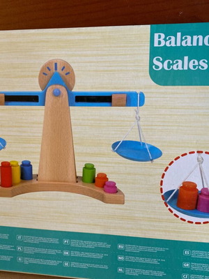 Wooden balance scales toy new