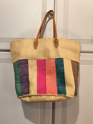 Tote bag made of natural raffia, new, colorful, 50x20x36cm