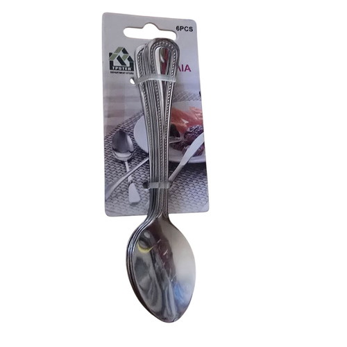 Stainless steel dessert spoons set of 6 with embossed design new