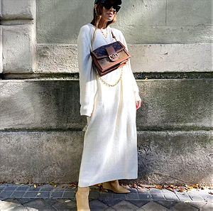 Zara μακρύ πλεκτό φόρεμα κασμίρι cashmere dress