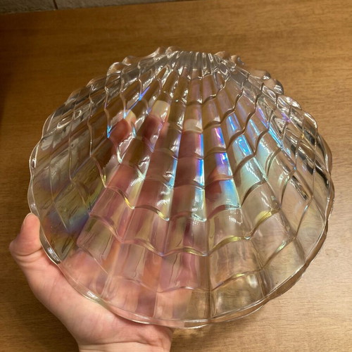 Iridescent crystal platter shell shaped like new