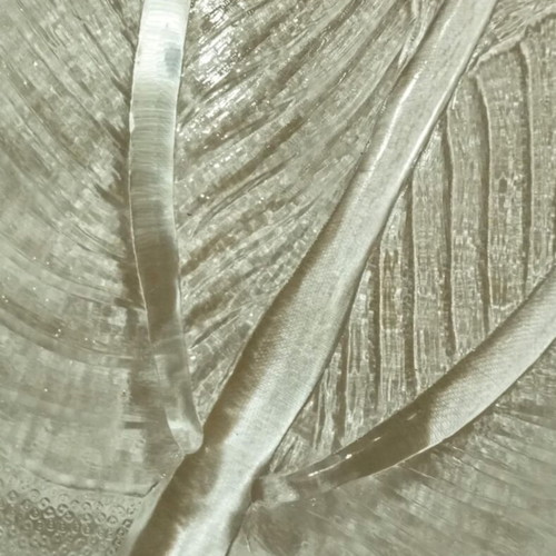 Crystal round platter with embossed leaf design like new