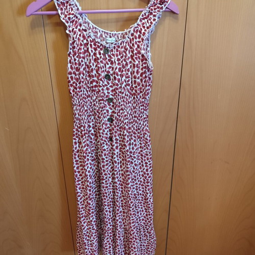 Celestino sleeveless dress with smocked waist, like new, white and red, XL
