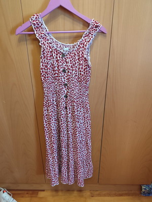 Celestino sleeveless dress with smocked waist, like new, white and red, XL