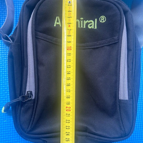 Admiral black crossbody messenger bag used with broken rear zipper