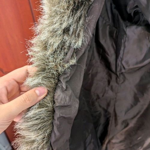 Brown jacket with fur collar Lucifair like new, size XL