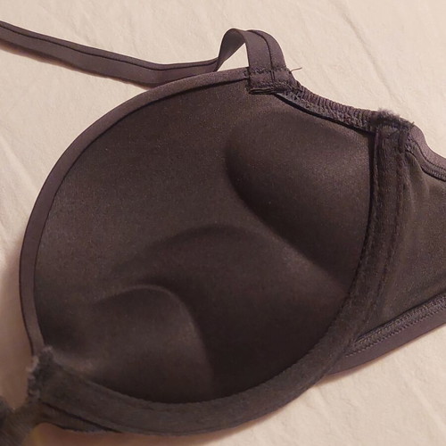 H&M bikini top with triple push-up and underwire, size 70B, grey and brown