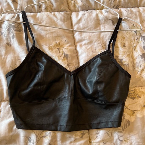 Anel black leather camisole top like new
