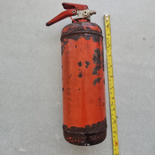 Car fire extinguisher used, decorative vintage