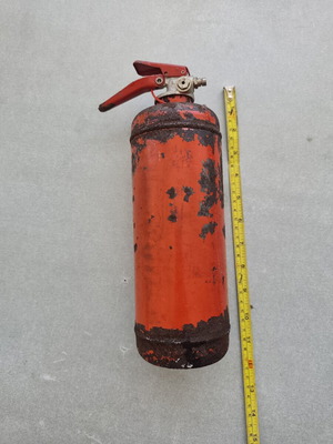 Car fire extinguisher used, decorative vintage