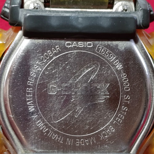 Casio G-Shock DW-9000 vintage ρολόι μεταχειρισμένο με ημιδιαφανές πορτοκαλί περίβλημα