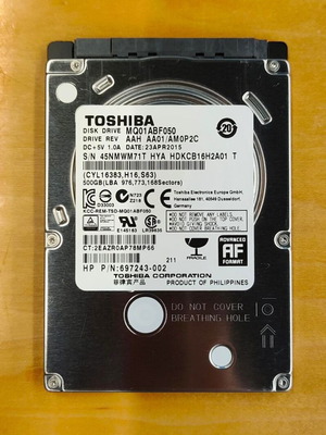 Toshiba MQ01ABF050 500GB SATA III 2.5" hard drive used