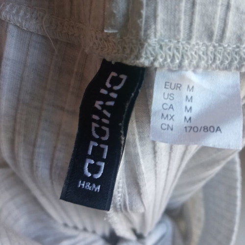 H&M Ribbed Flare Trousers used, size M, light gray beige melange