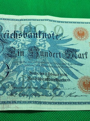 100 Mark 1908 Germany Reichsbanknote banknote used