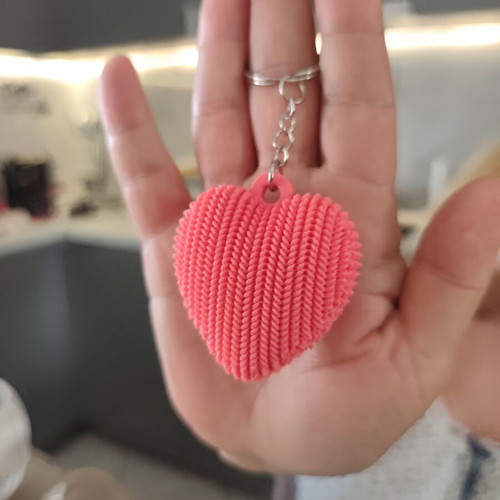 Knitted Heart Keychain new, 3D printed textured design