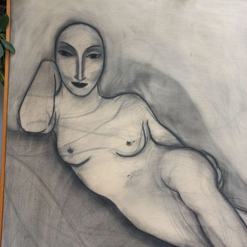Painting by N. Mavrommatis like new, charcoal on canvas